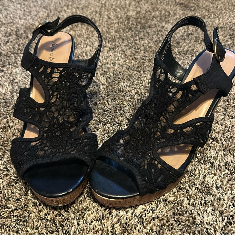 American Eagle Black Wedges Shoe